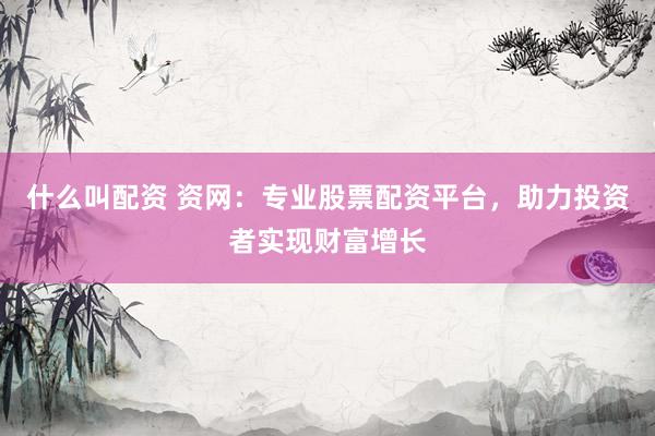 什么叫配资 资网：专业股票配资平台，助力投资者实现财富增长