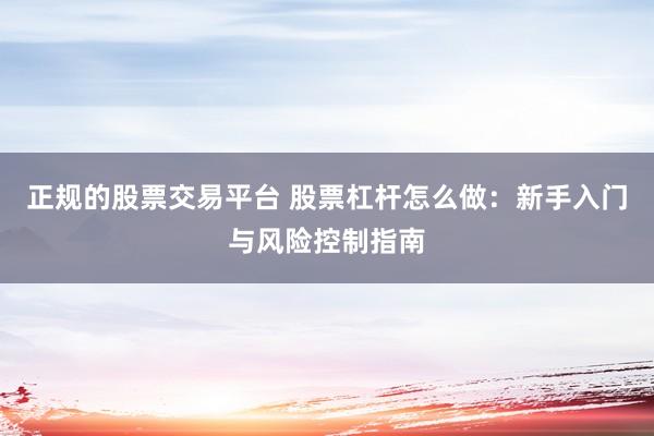 正规的股票交易平台 股票杠杆怎么做：新手入门与风险控制指南