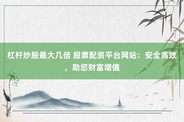 杠杆炒股最大几倍 股票配资平台网站：安全高效，助您财富增值