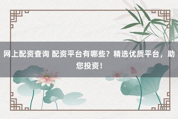 网上配资查询 配资平台有哪些？精选优质平台，助您投资！