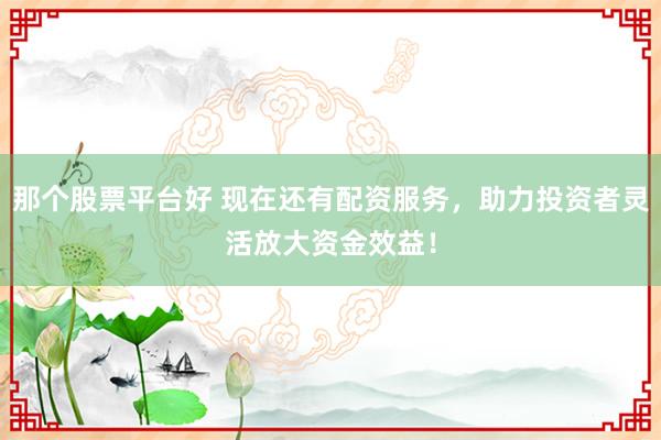那个股票平台好 现在还有配资服务，助力投资者灵活放大资金效益！