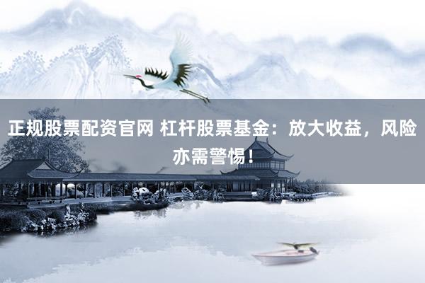 正规股票配资官网 杠杆股票基金：放大收益，风险亦需警惕！