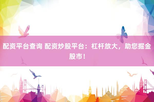 配资平台查询 配资炒股平台：杠杆放大，助您掘金股市！