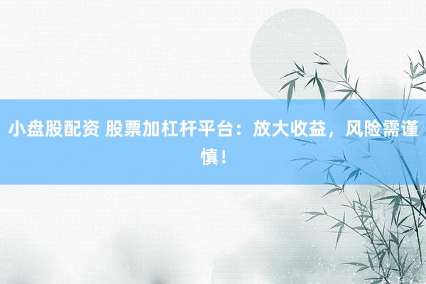 小盘股配资 股票加杠杆平台：放大收益，风险需谨慎！