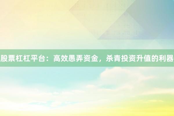 股票杠杠平台:高效愚弄资金,杀青投资升值的利器