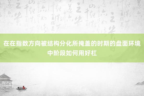 在在指数方向被结构分化所掩盖的时期的盘面环境中阶段如何用好杠