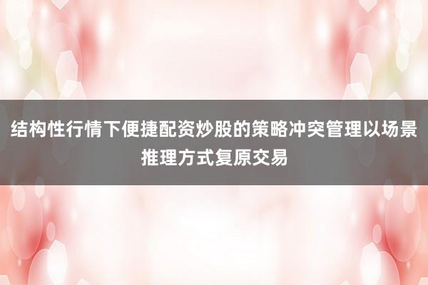 结构性行情下便捷配资炒股的策略冲突管理以场景推理方式复原交易