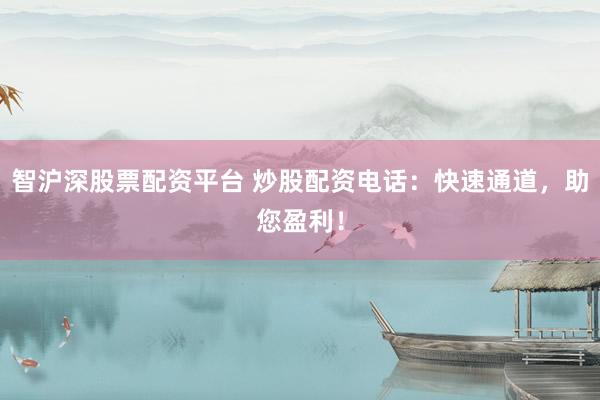 智沪深股票配资平台 炒股配资电话:快速通道,助您盈利!