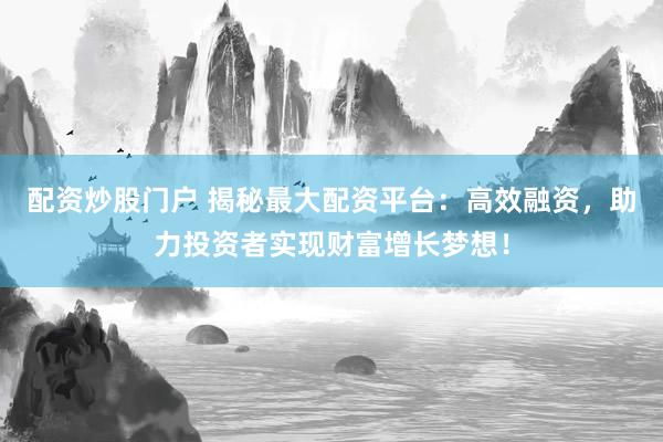 配资炒股门户 揭秘最大配资平台：高效融资，助力投资者实现财富增长梦想！