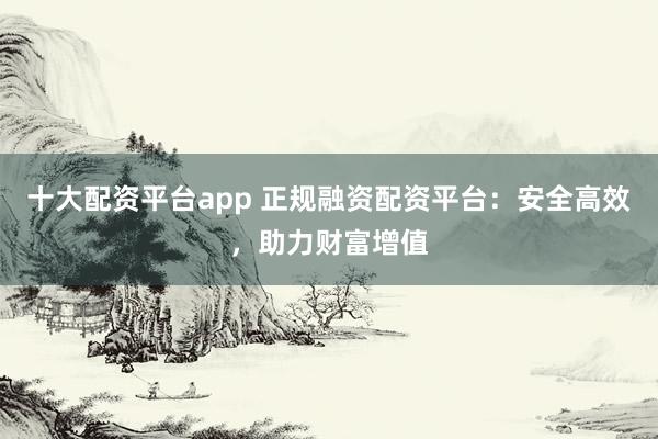 十大配资平台app 正规融资配资平台：安全高效，助力财富增值