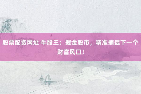 股票配资网址 牛股王：掘金股市，精准捕捉下一个财富风口！